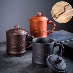 Feast u0026 Flair Küche & Esszimmer-Yixing-Teetasse mit Deckel – 400 ml, violetter Tonbecher