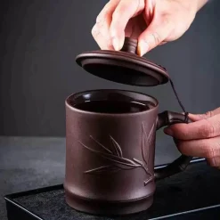 Feast u0026 Flair Küche & Esszimmer-Yixing-Teetasse mit Deckel – 400 ml, violetter Tonbecher