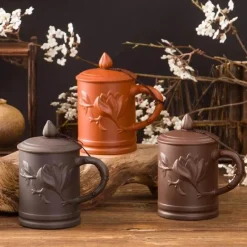 Feast u0026 Flair Küche & Esszimmer-Yixing-Teetasse mit Deckel – 400 ml, violetter Tonbecher