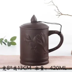 Feast u0026 Flair Küche & Esszimmer-Yixing-Teetasse mit Deckel – 400 ml, violetter Tonbecher