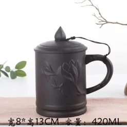 Feast u0026 Flair Küche & Esszimmer-Yixing-Teetasse mit Deckel – 400 ml, violetter Tonbecher