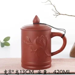 Feast u0026 Flair Küche & Esszimmer-Yixing-Teetasse mit Deckel – 400 ml, violetter Tonbecher