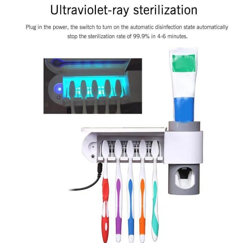 The Blissful Bath Badezimmer-Zahnbürsten-Organizer – Desinfektionshalter zur Wandmontage