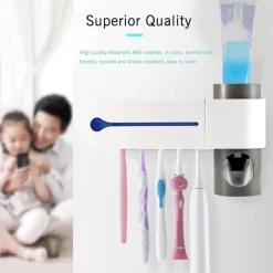 The Blissful Bath Badezimmer-Zahnbürsten-Organizer – Desinfektionshalter zur Wandmontage