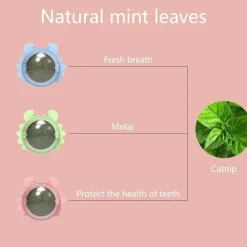 TailTrend Haustierspielzeug-Zahnpflege-Kauball mit Katzenminze – 360° drehbares Katzenspielzeug für gesunde Zähne