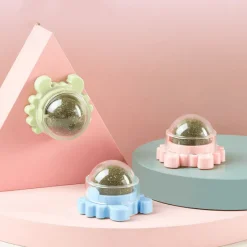 TailTrend Haustierspielzeug-Zahnpflege-Kauball mit Katzenminze – 360° drehbares Katzenspielzeug für gesunde Zähne