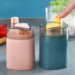 Tom Küche & Esszimmer-Zahnstocherhalter aus Edelstahl – Organizer-Ständer mit auatischer Federabdeckung