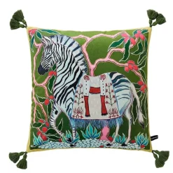 Pillow Haven Bettzeug-Zebra Kissenbezug - Orange Floral Animal Kingdom Dekor