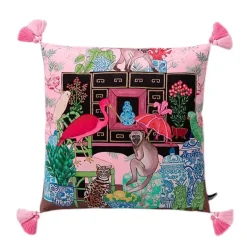 Pillow Haven Bettzeug-Zebra Kissenbezug - Orange Floral Animal Kingdom Dekor