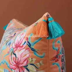 Pillow Haven Bettzeug-Zebra Kissenbezug - Orange Floral Animal Kingdom Dekor