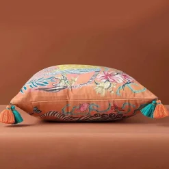 Pillow Haven Bettzeug-Zebra Kissenbezug - Orange Floral Animal Kingdom Dekor