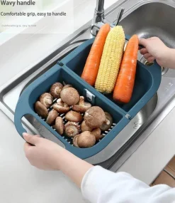 The Decor Haven Küche & Esszimmer-Zusammenklappbarer Abflusskorb – faltbares Küchenspülensieb