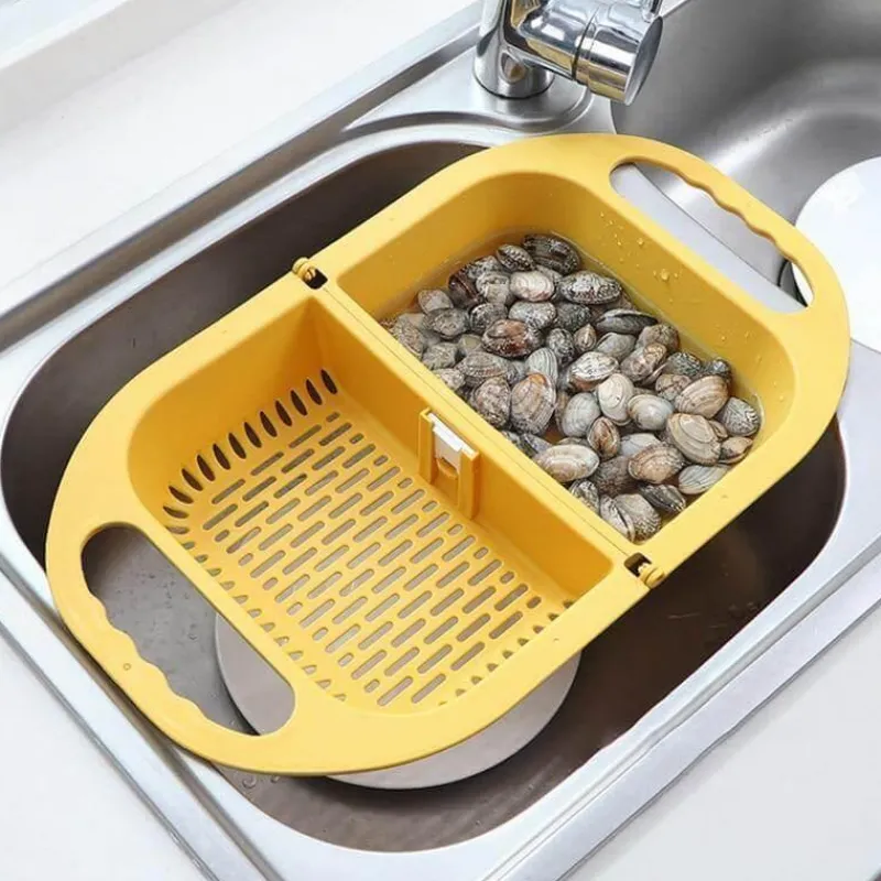 The Decor Haven Küche & Esszimmer-Zusammenklappbarer Abflusskorb – faltbares Küchenspülensieb