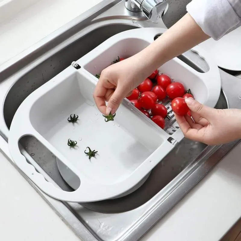 The Decor Haven Küche & Esszimmer-Zusammenklappbarer Abflusskorb – faltbares Küchenspülensieb