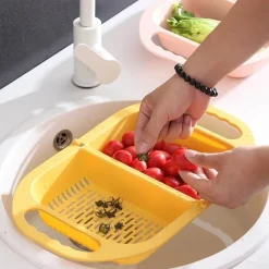 Deco Küche & Esszimmer-Zusammenklappbarer Abtropfkorb zum Waschen von Obst und Gemüse – platzsparendes Küchenutensil