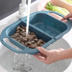 Deco Küche & Esszimmer-Zusammenklappbarer Abtropfkorb zum Waschen von Obst und Gemüse – platzsparendes Küchenutensil