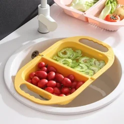 Deco Küche & Esszimmer-Zusammenklappbarer Abtropfkorb zum Waschen von Obst und Gemüse – platzsparendes Küchenutensil