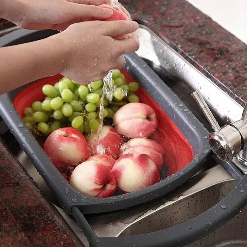 Tom Küche & Esszimmer-Zusammenklappbares, umweltfreundliches Sieb – Klappsieb mit einziehbaren Griffen