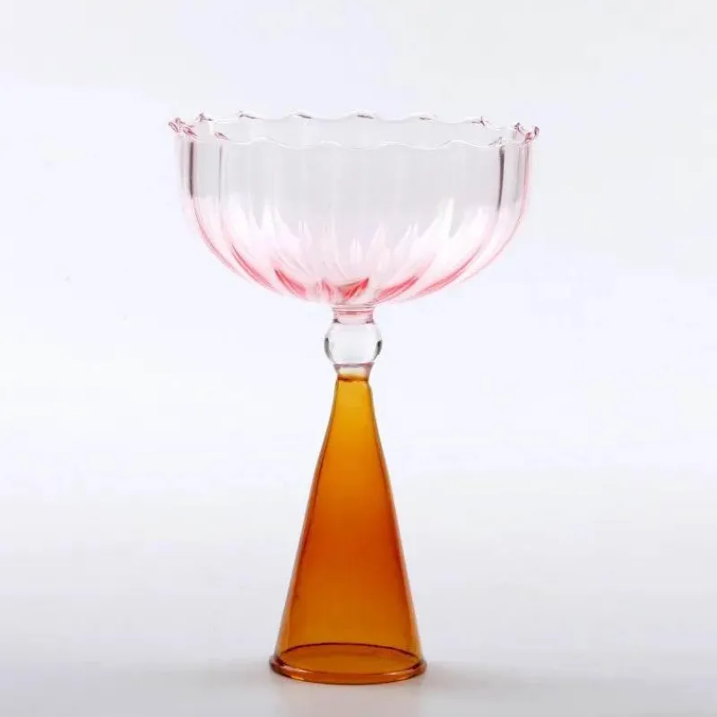 Plates u0026 More Küche & Esszimmer-Zweifarbiges geriffeltes Cocktailglas – Kelchbecher, 1er-Set