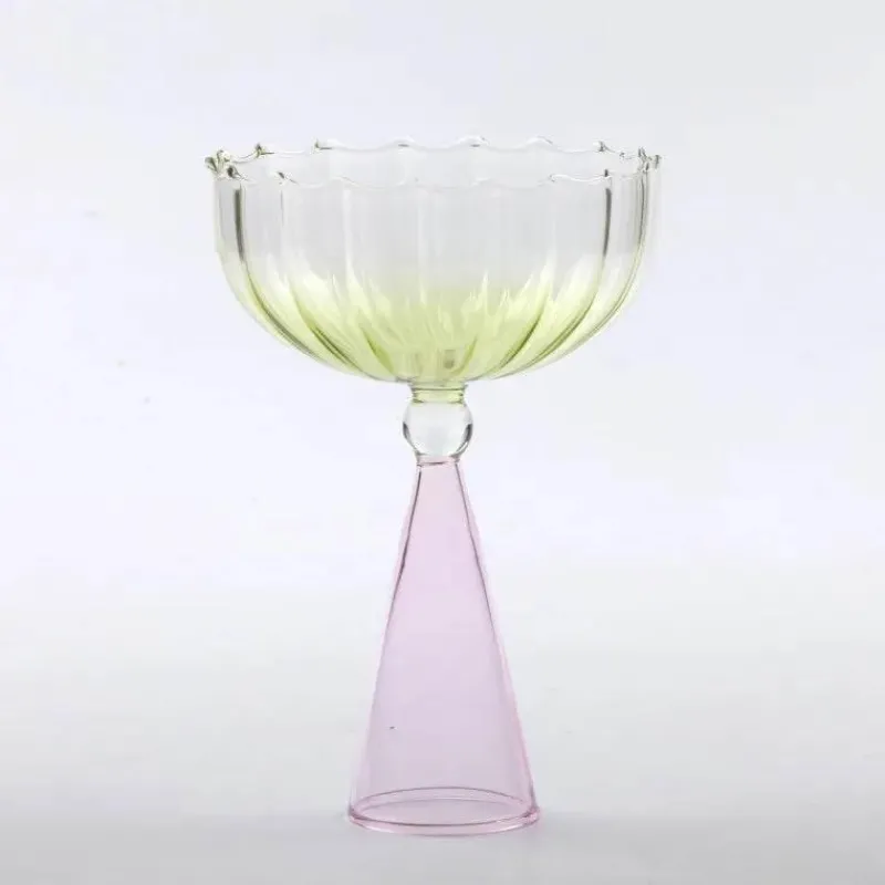 Plates u0026 More Küche & Esszimmer-Zweifarbiges geriffeltes Cocktailglas – Kelchbecher, 1er-Set