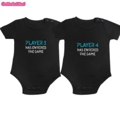 The Decor Haven Babykleidung|Babykleidung-Zwillinge Baby Bodys Set - Spieler 3 Spieler 4 Gamer Outfit